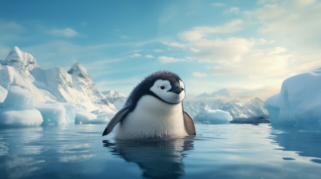 little penguin swimming ai generated image