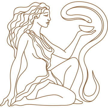 Line Greek Goddess Hygieia or Hygeia