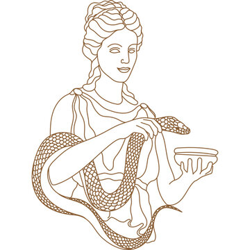 Line Greek Goddess Hygieia or Hygeia
