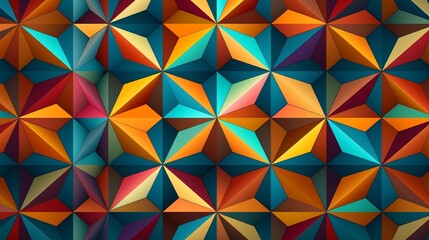 Fototapeta premium A seamless pattern showcasing geometric shapes in a kaleidoscopic layout.