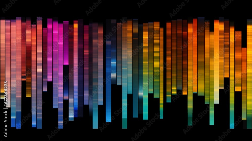 Poster a spectral analysis of various materials, visualized as a luminescent barcode.