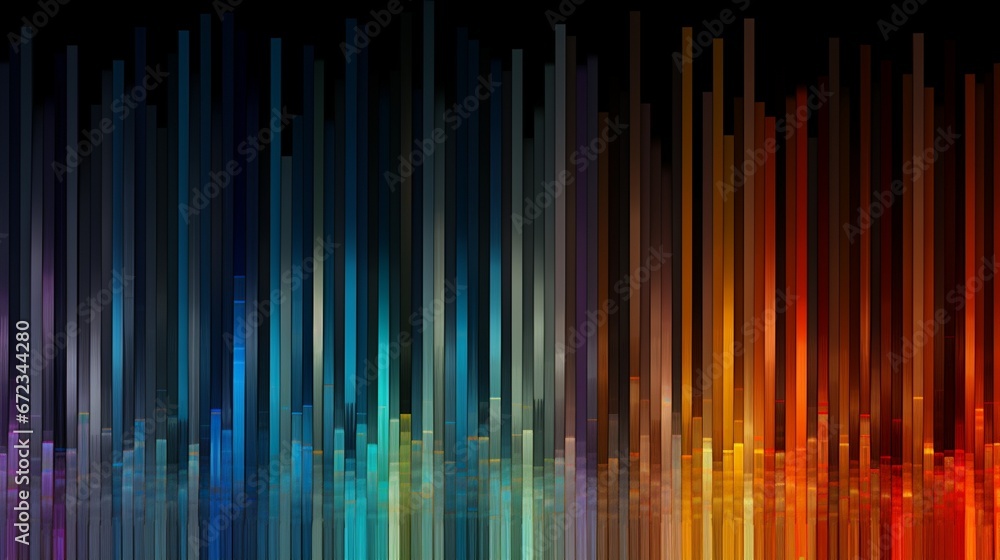 Poster a spectral analysis of various materials, visualized as a luminescent barcode.