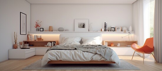Interior design comfortable Bedroom. AI generated image