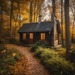 Einsames Haus im Wald