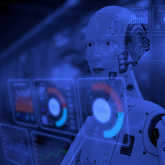 AI concept in the future world Use of robots in industry and business