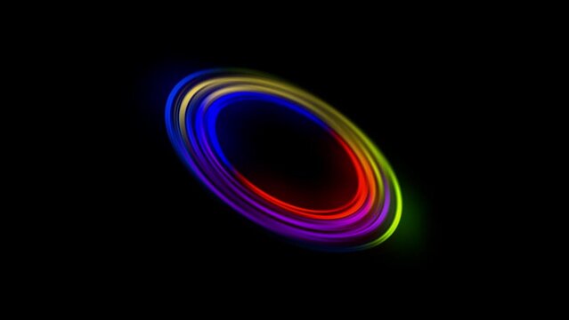 A swirling spiral of rainbow colors appears and expands and glows as it spins and evolves. Great for logos, transitions, motion graphics and overlays. Looks like the paint from glowsticks in spin. 4K.
