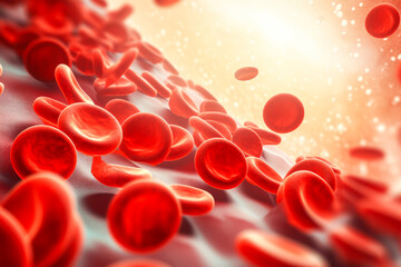 Red blood cell in bloodstream - obrazy, fototapety, plakaty