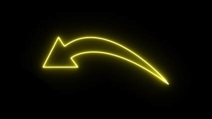 neon light arrows. Glowing arrow pointing down in dark space. Chart in the form of a luminous arrow pointing down. shining direction arrows.