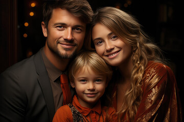 Amidst twinkling lights and laughter, a family comes together, sharing love and joy during this festive Christmas celebration (AI Generated) 