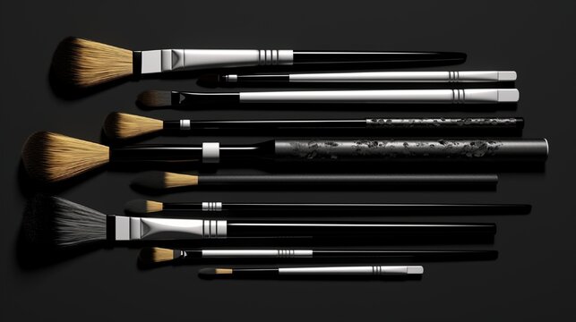 Realistic digital brushes, various styles, organized in a stylish layout.