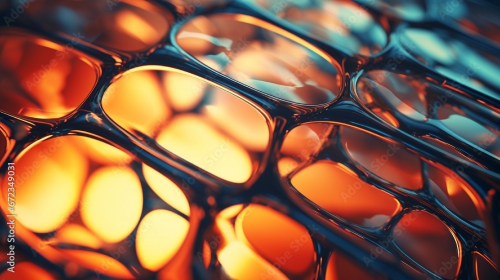 Aufkleber reflections and light distortions on a glass surface creating an abstract pattern.