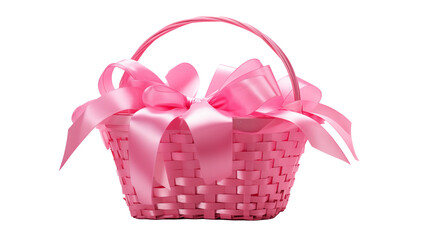 basket with ribbon white or transparent png background