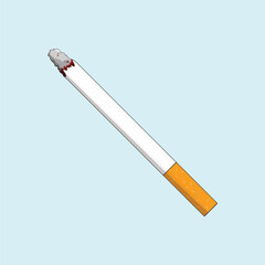 Cigarette Vector Illustration Icon Smocking Burning Cigarette