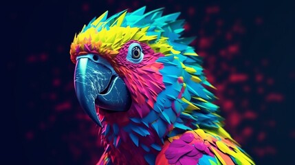 Colorful parrot cartoon illustration.Generative AI
