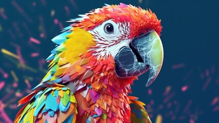 Colorful parrot cartoon illustration.Generative AI