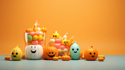 Fototapeta premium Cute and Colorful Halloween Empty Mockup