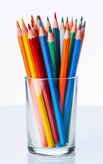 beautiful colorful pencils in a glass
