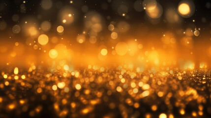 Fototapeta na wymiar Golden bokeh effect with shimmering orbs of light creating a dreamy and warm ambient atmosphere.