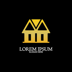 Home Logo. House Symbol isolated on dark Background. Can be used for Real Estate, Construction, Architecture and Building Logos. Flat Vector Logo Design Template Elements.