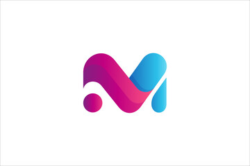 M letter simple 3D style logo