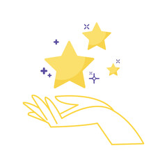 Isolated golden star shape being hold by a hand Vector