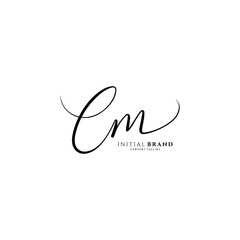CM initial handwriting logo. Monogram letter signature vector