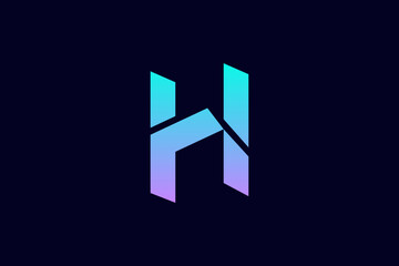 letter H and house flat style logo
