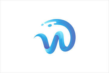 Wave letter W logo design