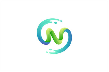 N logo with water splash