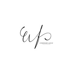 WF initial signature logo. Handwriting logo template vector