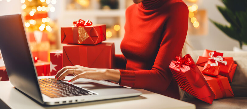 Woman selling gifts online after Christmas