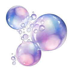 Purple Iridescent bubbles, isolated on transparent background