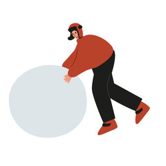 Set of winter season activities illustrations, people skiing, snowboarding, ice skating, sledding, tubing, playing snowballs, building snowman, making snow angel vector clipart, flat style images.