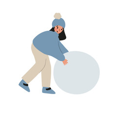 Set of winter season activities illustrations, people skiing, snowboarding, ice skating, sledding, tubing, playing snowballs, building snowman, making snow angel vector clipart, flat style images.