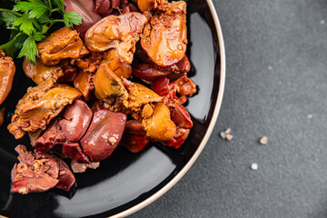 chicken liver confit snack meal chicken offal eating appetizer food on the table copy space food background rustic top view  