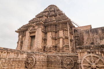 Ancient Indian architecture Konark Sun Temple in Odisha, India. This historic temple was built in 13th century. This temple is an world heritage site.