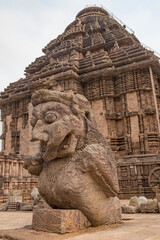 Ancient Indian architecture Konark Sun Temple in Odisha, India. This historic temple was built in 13th century. This temple is an world heritage site.