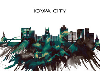 Iowa City Skyline. Cityscape Skyscraper Buildings Landscape City Downtown Abstract Landmarks Travel Business Building View Corporate Background Modern Art Architecture 