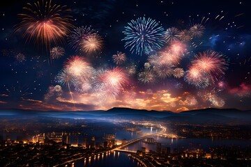 A captivating display of fireworks lighting up the night sky.
