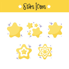 Set of golden star shape icons Vector