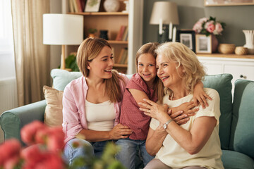 Three female generation portrait at home