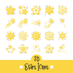 Set of golden star shape icons Vector
