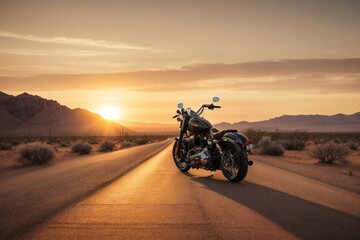 A Lone Motorcycle Resting Peacefully on the Quiet Sidewalk