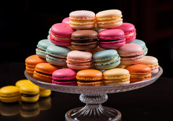 colorful macaroons in glass vase