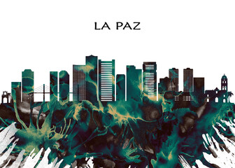 La Paz Skyline. Cityscape Skyscraper Buildings Landscape City Downtown Abstract Landmarks Travel Business Building View Corporate Background Modern Art Architecture  - obrazy, fototapety, plakaty