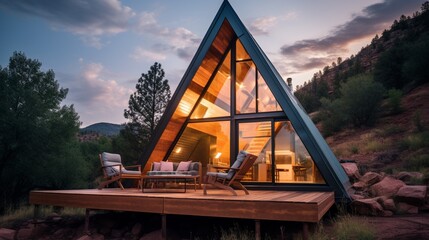 Unique Glass and Cedar A-Frame Modern house 