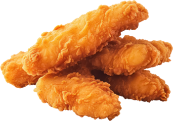 Delicious Tasty crispy fried Chicken strips, Hot Chicken Tenders, PNG, Transparent, isolate.