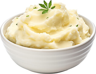 Delicious Tasty mashed potato in bowl, Creamy, PNG, Transparent, isolate.