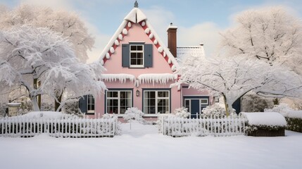 View of a house after snow in Assen, Netherlands - January 2017 8k,