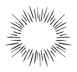 Fototapeta premium Abstract explosion frame. Hand drawn explosion radial lines isolated on white background. Comic flash, explosive flash, Cartoon boom in doodle style. Radial burst or bang. Vector illustration